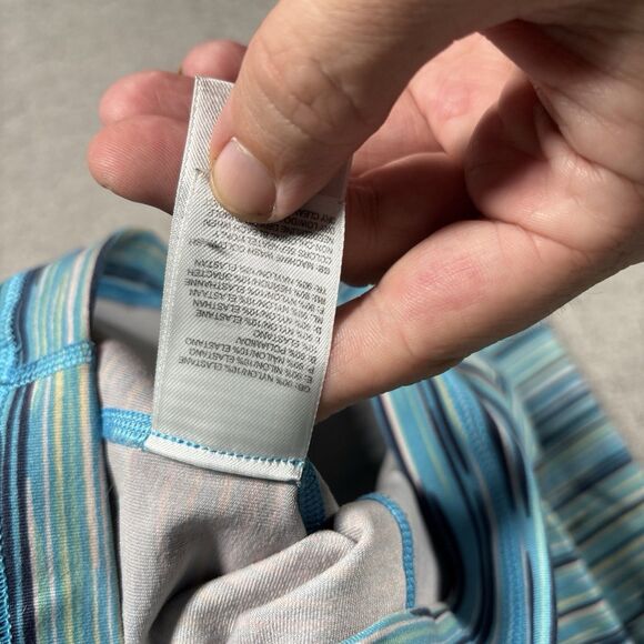 The North Face Halter Tank Top Women’s Size L Blue Yellow Grey Stripes Vaporwick - Picture 11 of 12